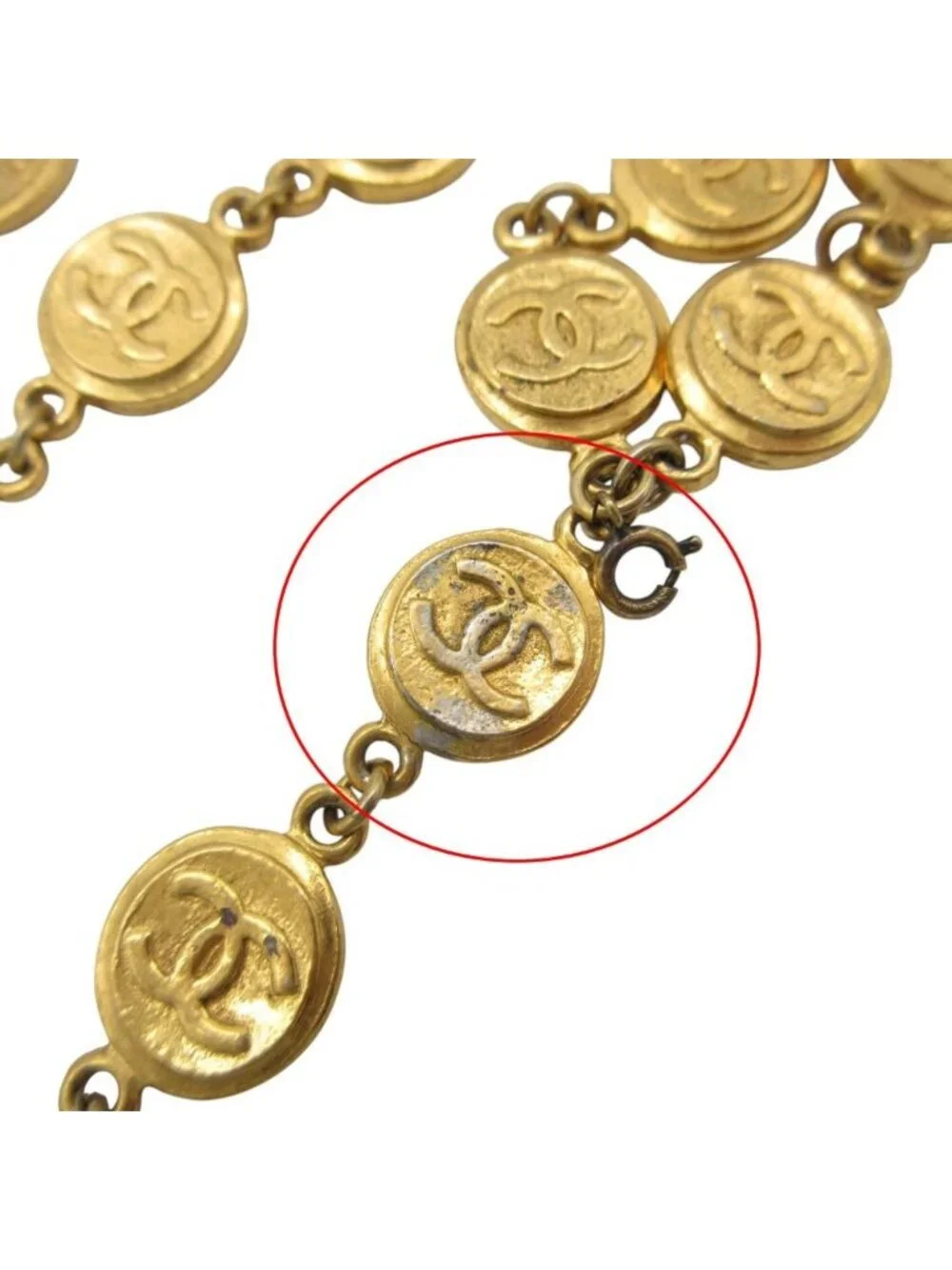 Chanel Bracelet Vintage CC Logo Coin Triple Strand Gold